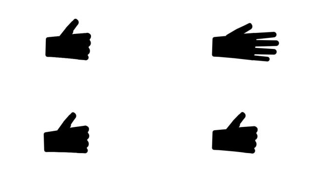 竖起大拇指手动画。就像成功的姿态。表情符号。4k视频