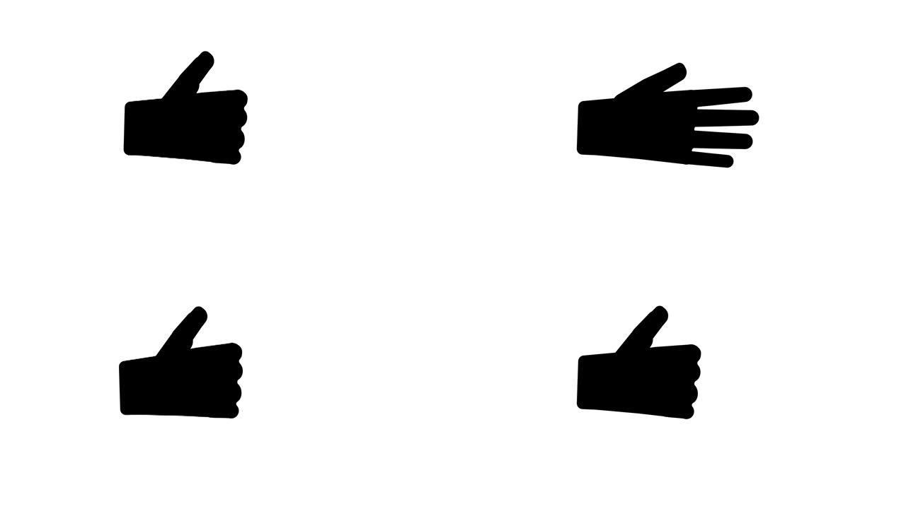 竖起大拇指手动画。就像成功的姿态。表情符号。4k视频