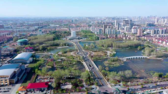 4K航拍山东省临沂市罗庄区城市风景