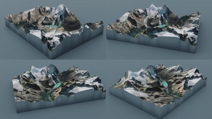 罗布森山，3D地形切口