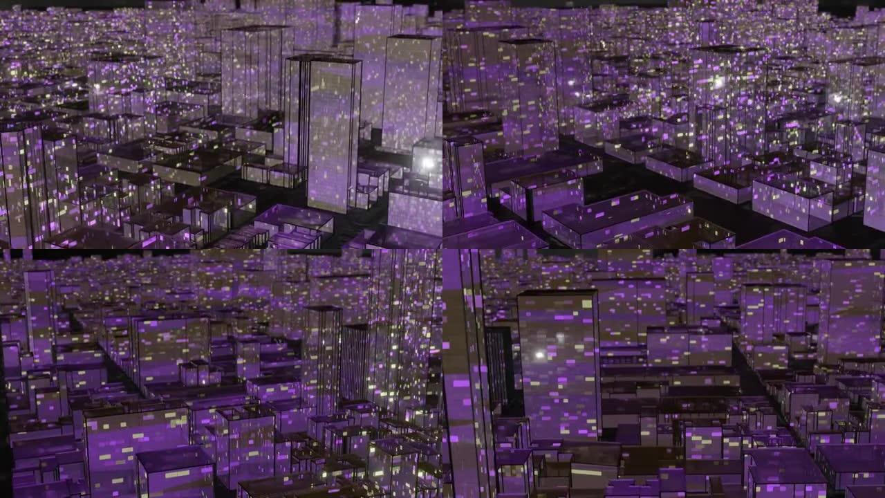 商务玻璃3d城市中的现代摩天大楼