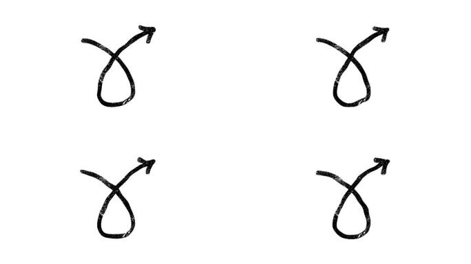 手画箭头指向椭圆形。箭头上白板动画4k运动图形