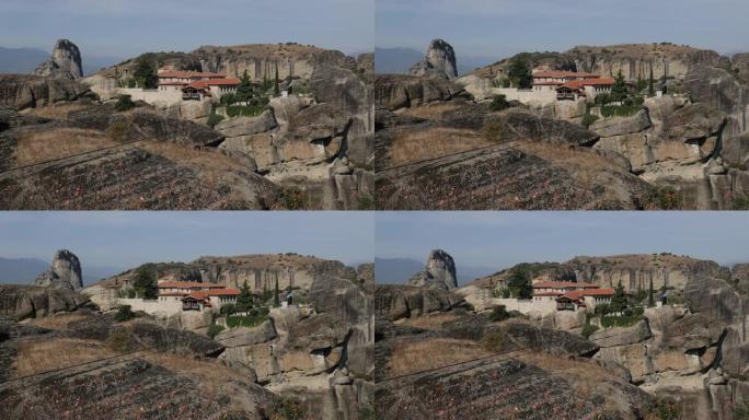 希腊陨石之一上的修道院圣三位一体4k镜头