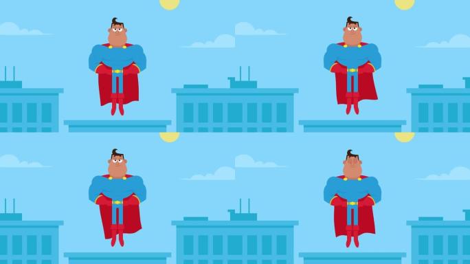 非裔美国人超级英雄漫画角色飞行循环