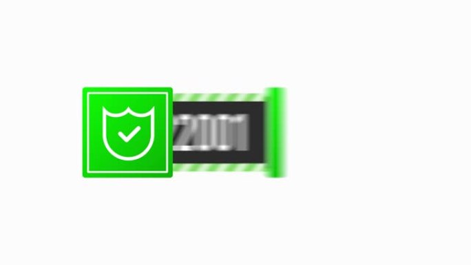 绿色抽象隔离标签iso 22001认证。运动图形。