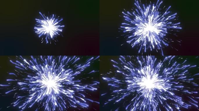 紫色粒子爆炸，未来粒子宇宙冲击波能量空间3D渲染