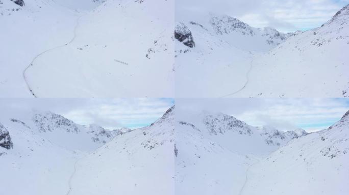 阿尔卑斯山弗吕拉山口的航拍画面