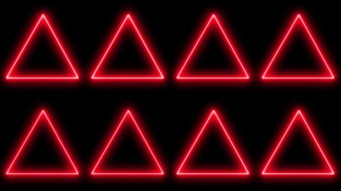 红色三角形霓虹灯发光动画运动图形