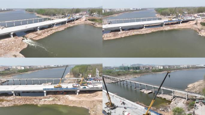 费县封闭施工桥梁建设姜庄湖大桥  浇筑
