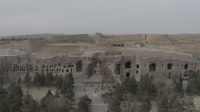 云冈石窟航拍