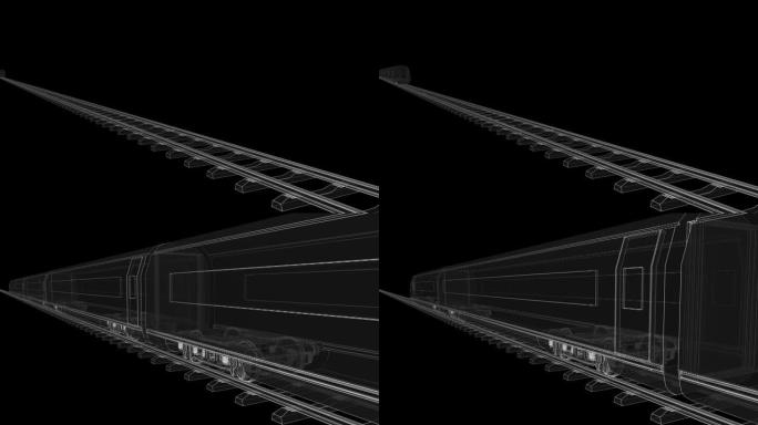 透明的未来高速列车。轮廓或线框样式