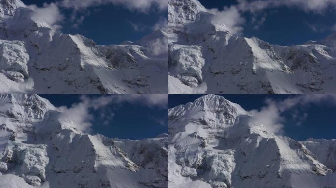 山脉和冰川的鸟瞰图少女峰