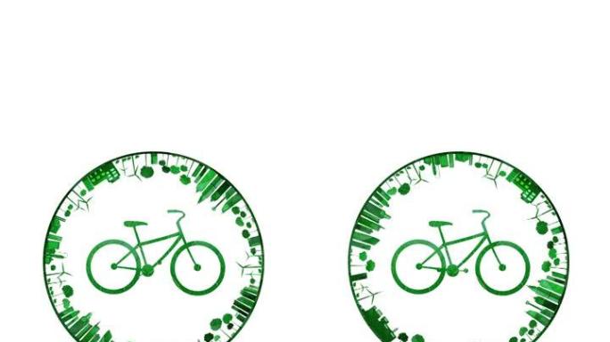 切割真正绿叶的自行车。