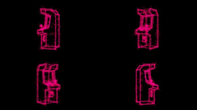 街机复古游戏机。线框低聚网格技术