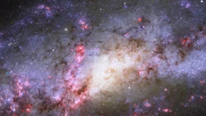 在太空中飞行恒星。空间背景。气体云深空。银河系中的数十亿颗恒星。星云，尘粒云星场太空旅行概念。无缝回