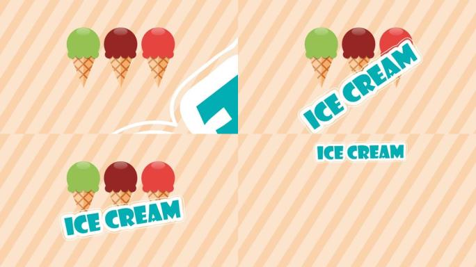冰淇淋介绍和列表，复古风格的动画背景，复制空间
