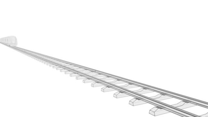 透明的未来高速列车。轮廓或线框样式