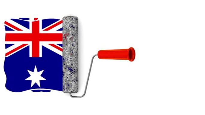 一个油漆滚筒正在绘制澳大利亚国旗