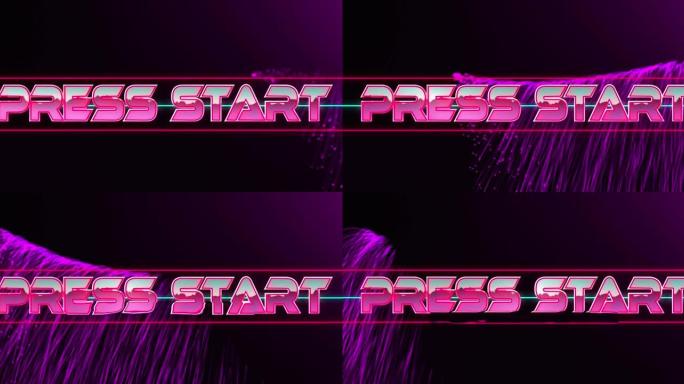 在紫色光迹爆炸时，粉红色金属字母的新闻开始文本动画