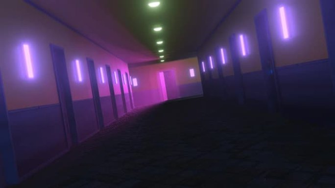 走廊酒店走廊三维动画片头内部空镜