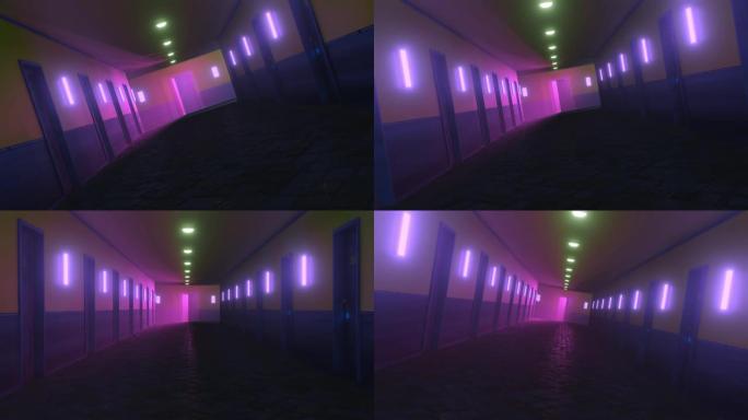 走廊酒店走廊三维动画片头内部空镜