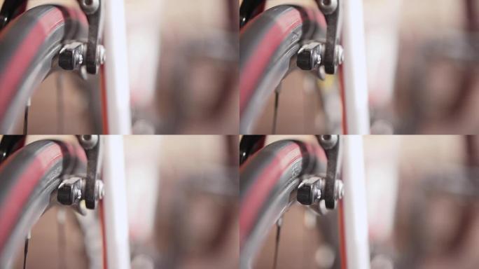 自行车v型制动器特写视图