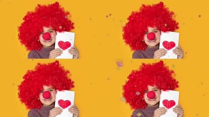 情人节的五彩纸屑和鲜红的丘比特。4月愚人节的4月1日概念。情人节快乐。