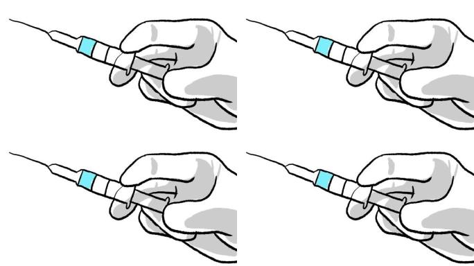 动画手持注射器制作白板风格的疫苗，社交视频和covidfree主题的理想镜头