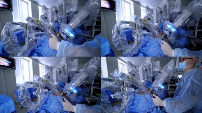 现代外科系统。医疗机器人。微创机器人手术