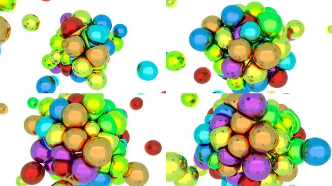 彩色金属球在磁铁的作用下碰撞软体物理4k