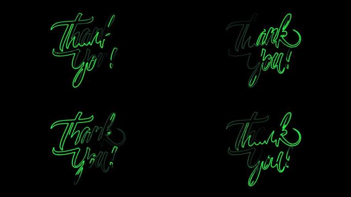 感谢您的无缝霓虹灯文字动画。谢谢你的单词动画霓虹灯文本动作4k视频。