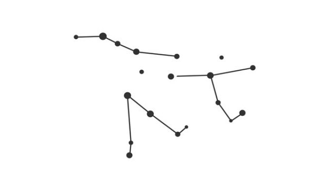 大熊座星座。夜空中的星星。黑白线条艺术风格的星座。星系团。横向构图，4k视频质量