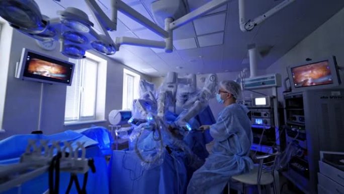 现代外科系统。医疗机器人。微创机器人手术。达芬奇手术。