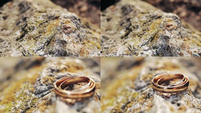 无限标志的两枚结婚戒指。爱情概念