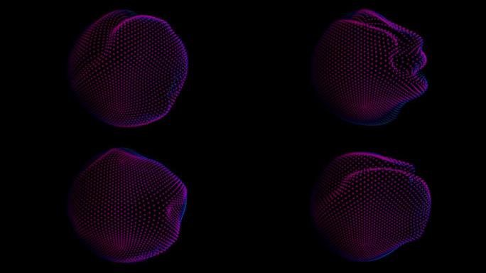 粒子环抽象球体上的畸变波。球形点阵列的数字数据飞溅。圆形波形UI元素。未来主义故障