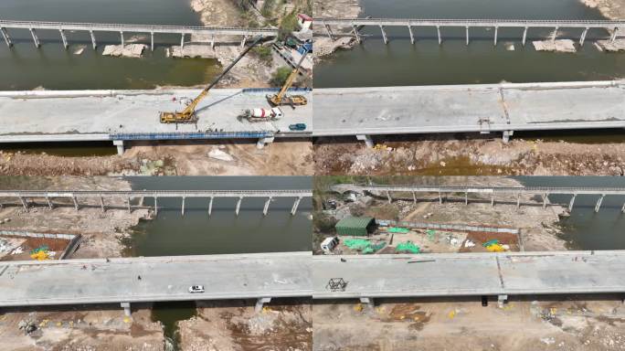 费县 桥梁建设姜庄湖大桥 封闭施工 浇筑