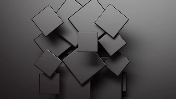 黑色立方体动态背景素材艺术感旋转运动