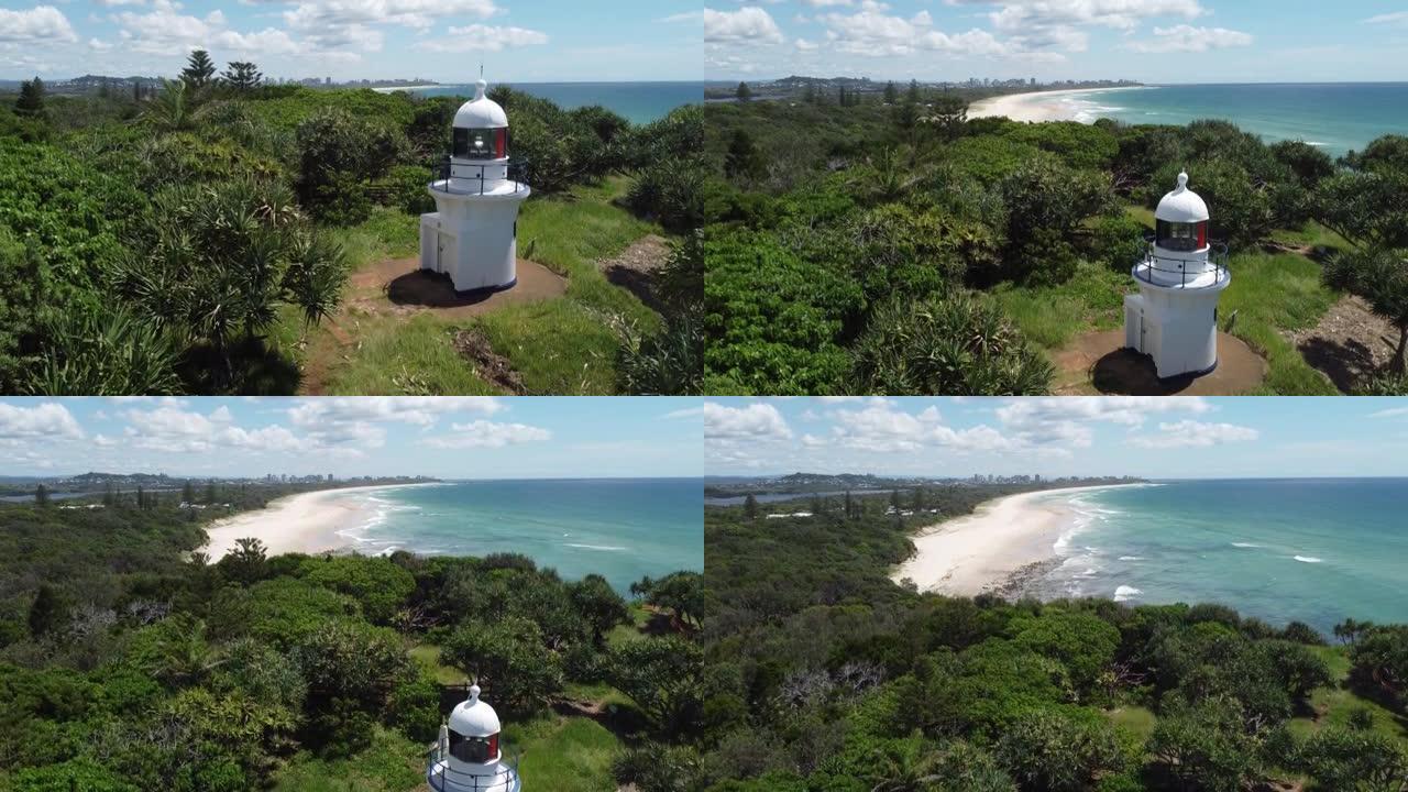 澳大利亚特威德海岸的莱蒂西亚吐痰和芬加尔岬角和灯塔