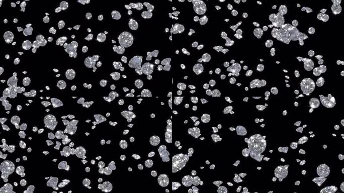 钻石雨落钻石4k魅力阿尔法哑光叠加动画运动背景VFX