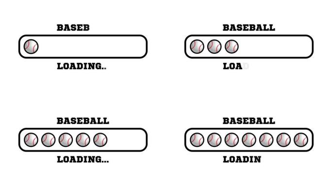 棒球进度条。棒球加载栏插图运动设计动画。带阿尔法哑光频道的4k运动视频动画