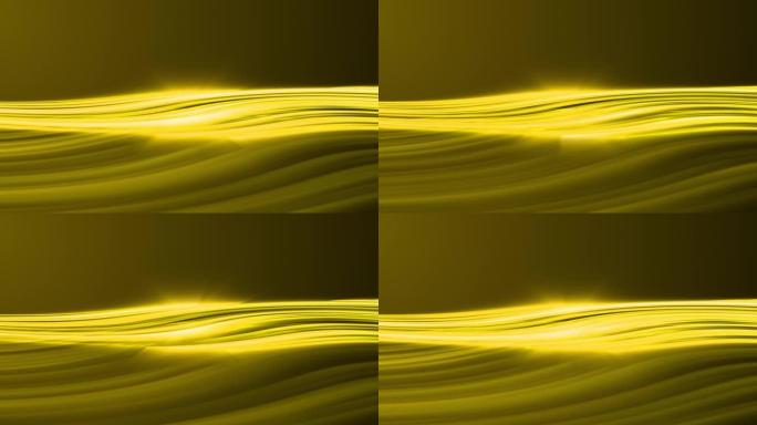 4k抽象金色黄色霓虹灯波浪线背景