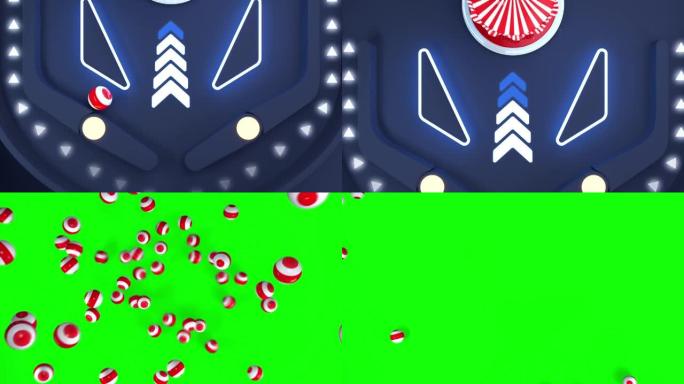 弹球游戏的3d动画。最后有一个绿色屏幕供您放置徽标