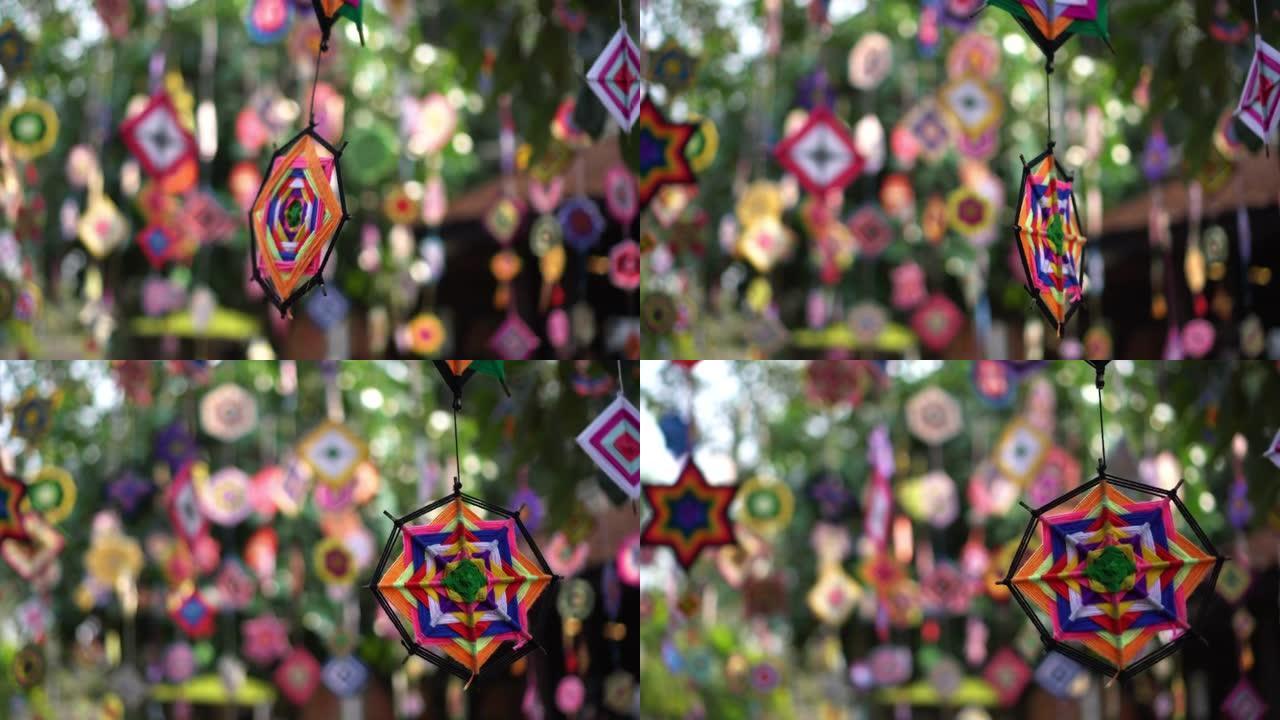 东南亚山地部落文化多彩节日元素悬挂工艺品面料