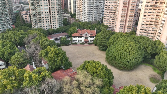 4K原素材-航拍上海花园洋房，丁香别墅