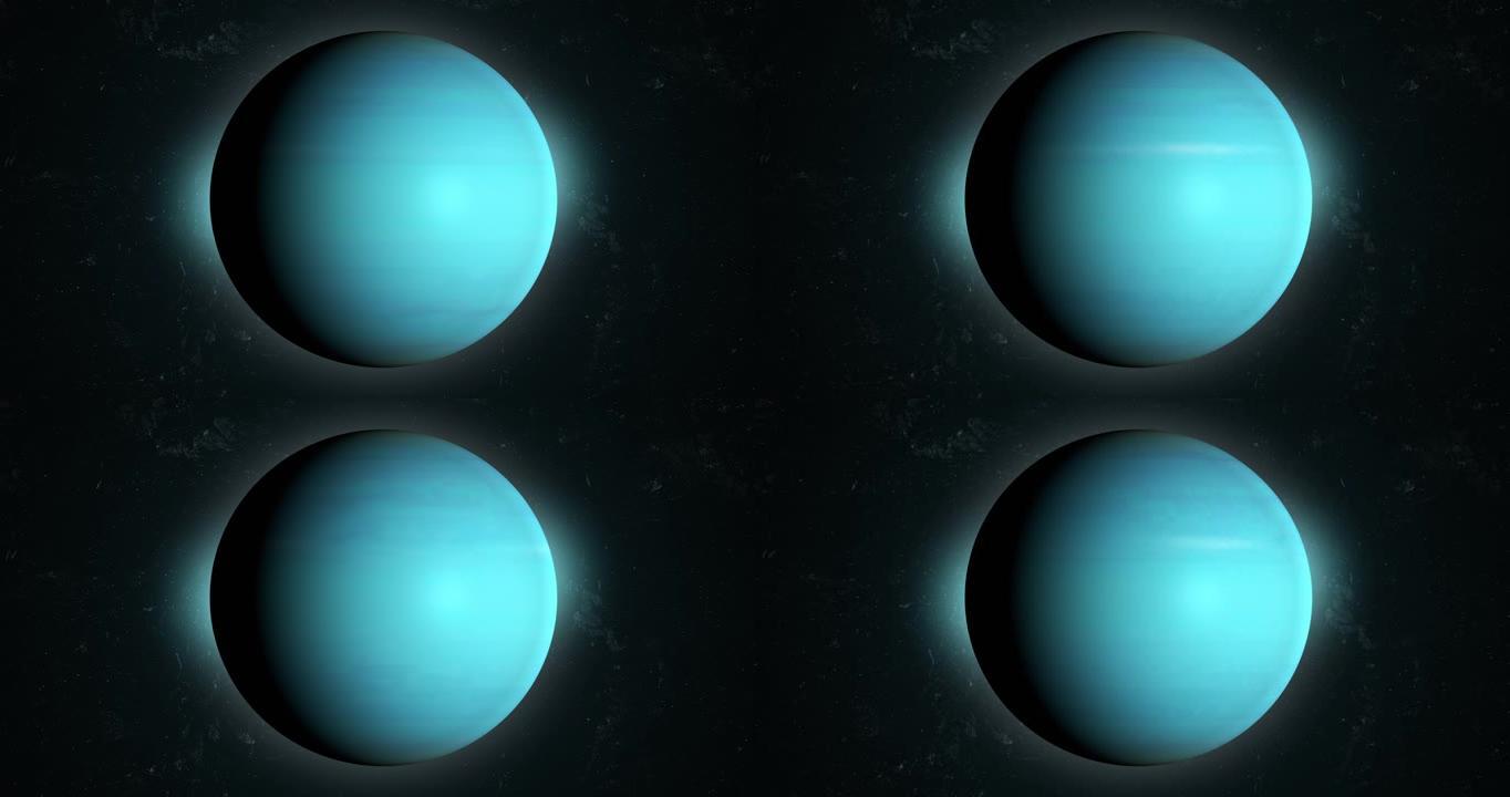天王星行星在自己的轨道上在外层空间旋转