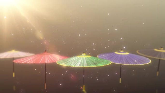 日本中国雨伞阳伞循环动画
