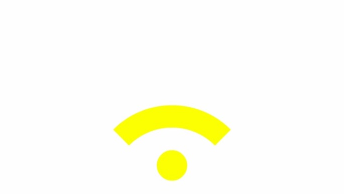 Wi-fi的动画黄色图标。循环视频。矢量插图孤立在白色背景上。