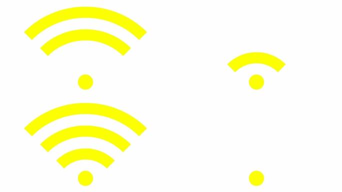 Wi-fi的动画黄色图标。循环视频。矢量插图孤立在白色背景上。