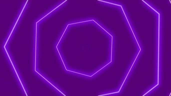 4k紫色霓虹七边形隧道背景