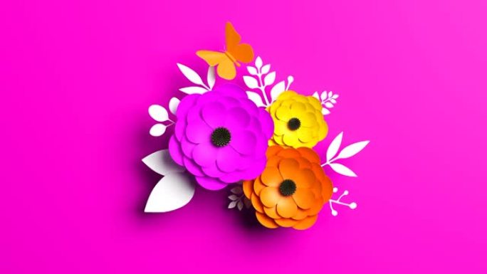 粉红色背景下鲜花盛开的教师节概念快乐